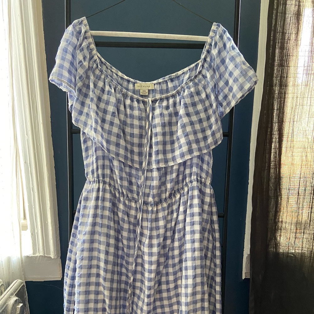 Anthropologie blue and white gingham summer dress